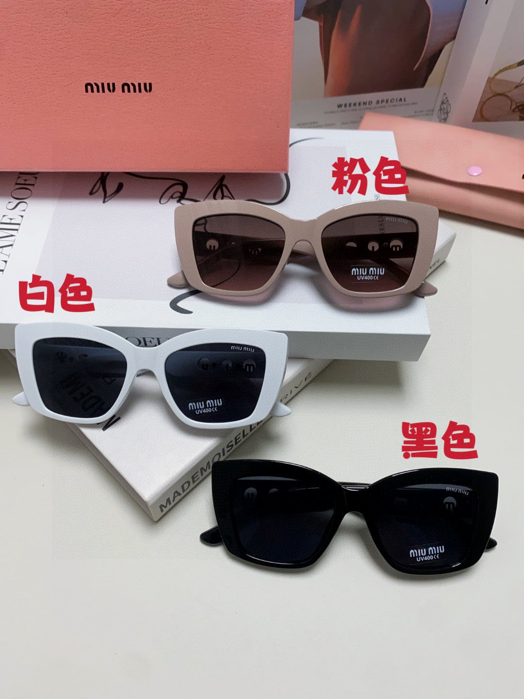 Miu Miu Cat-Eye Gray Lens Sunglasses for Women - 466054 - detail image 8