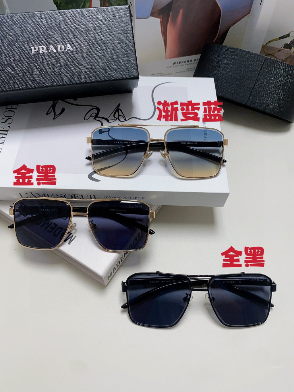 Prada Fashion Blue Lens Sunglasses for Men - 449407 - detail image 9