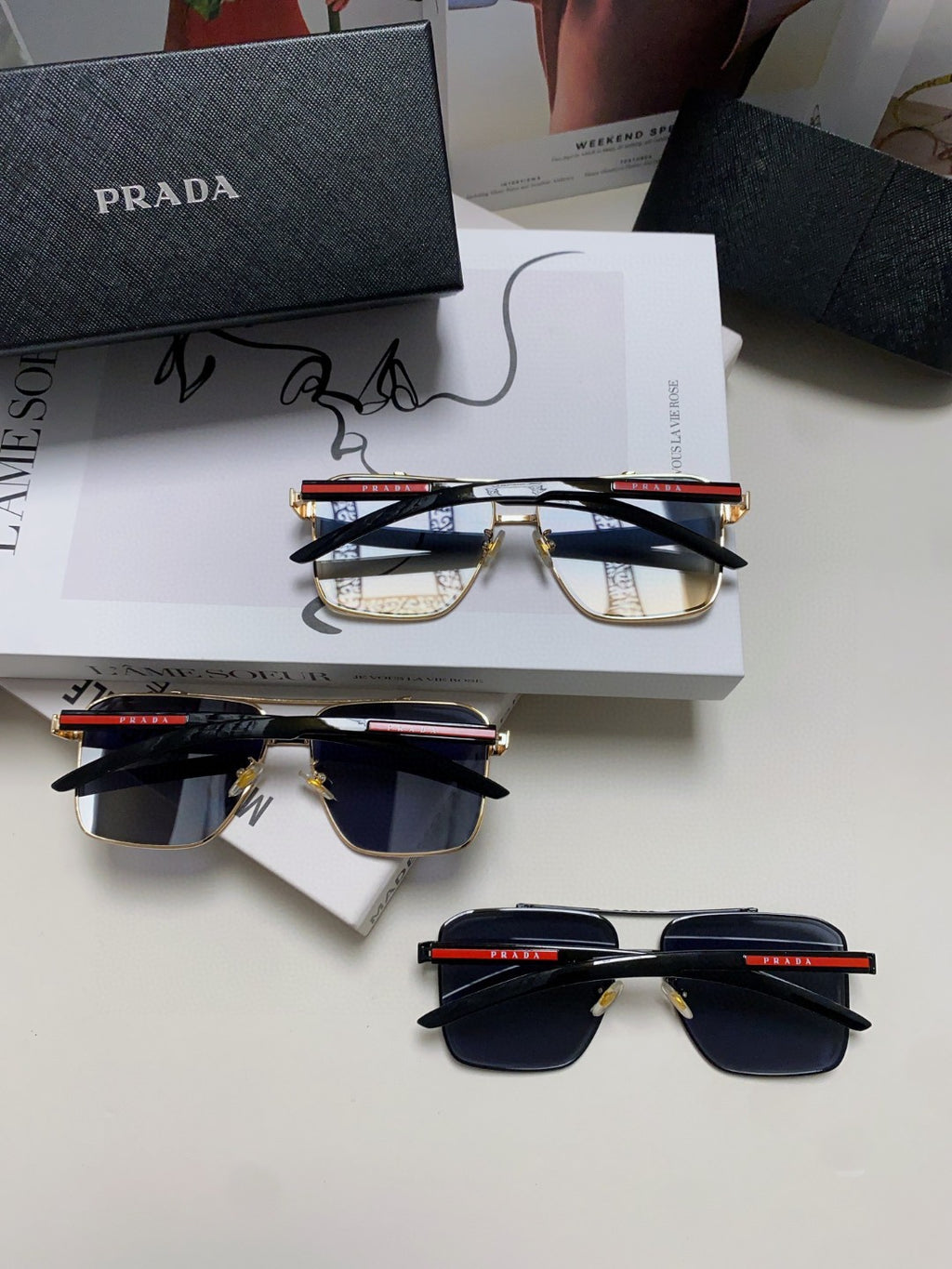 Prada Fashion Blue Lens Sunglasses for Men - 449408 - detail image 8