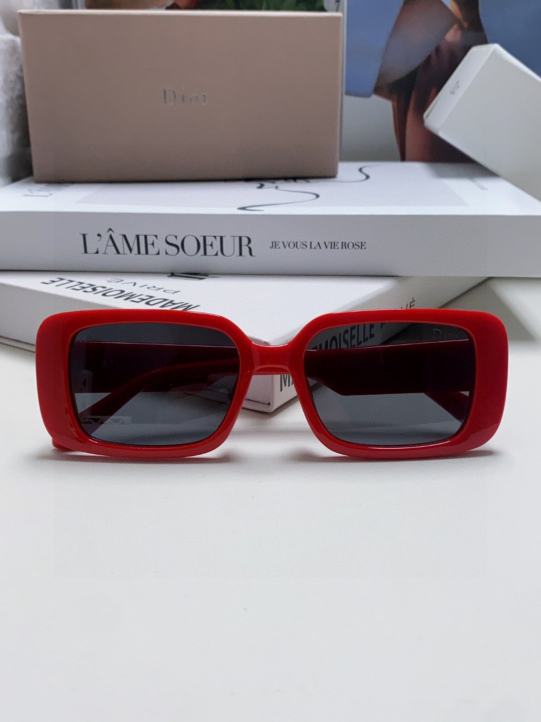 Dior Square Red Lens Sunglasses for Women - 358199 - detail image 6