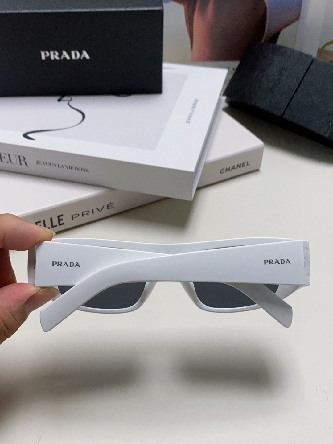 Prada Rectangular Gray Lens Sunglasses for Men & Women - detail image 4