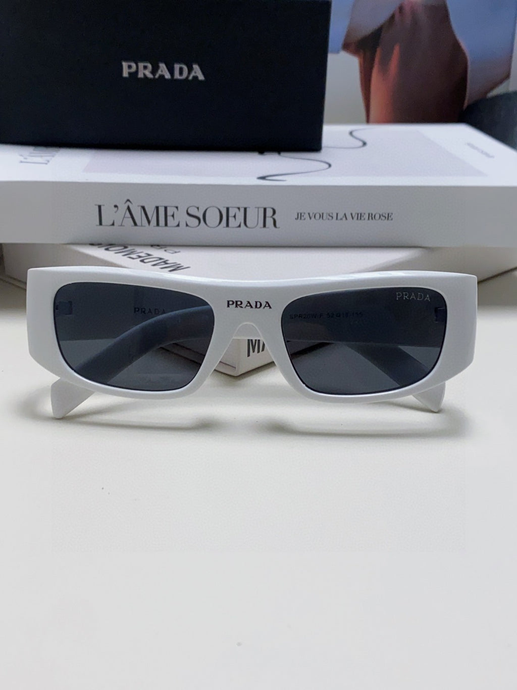 Prada Rectangular Gray Lens Sunglasses for Men & Women - detail image 6