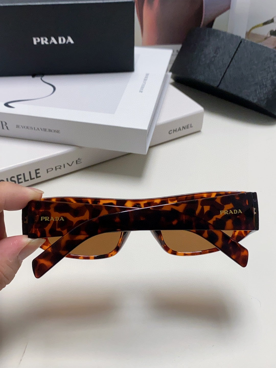 Prada Rectangular Brown Lens Sunglasses for Men & Women - detail image 4