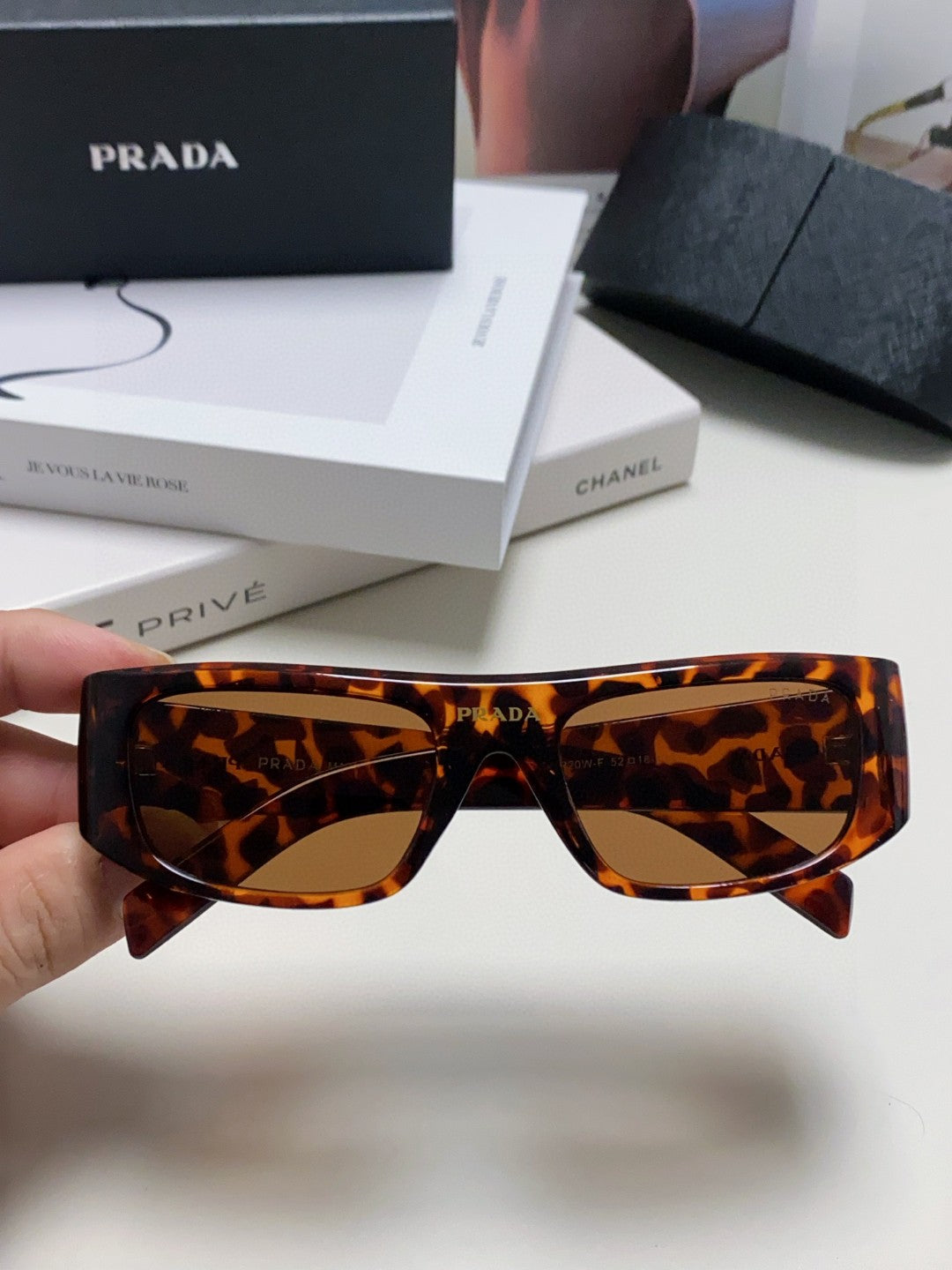 Prada Rectangular Brown Lens Sunglasses for Men & Women - detail image 3