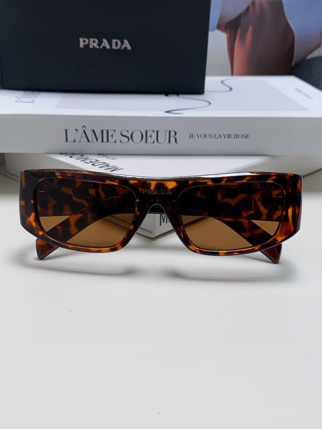 Prada Rectangular Brown Lens Sunglasses for Men & Women - detail image 6