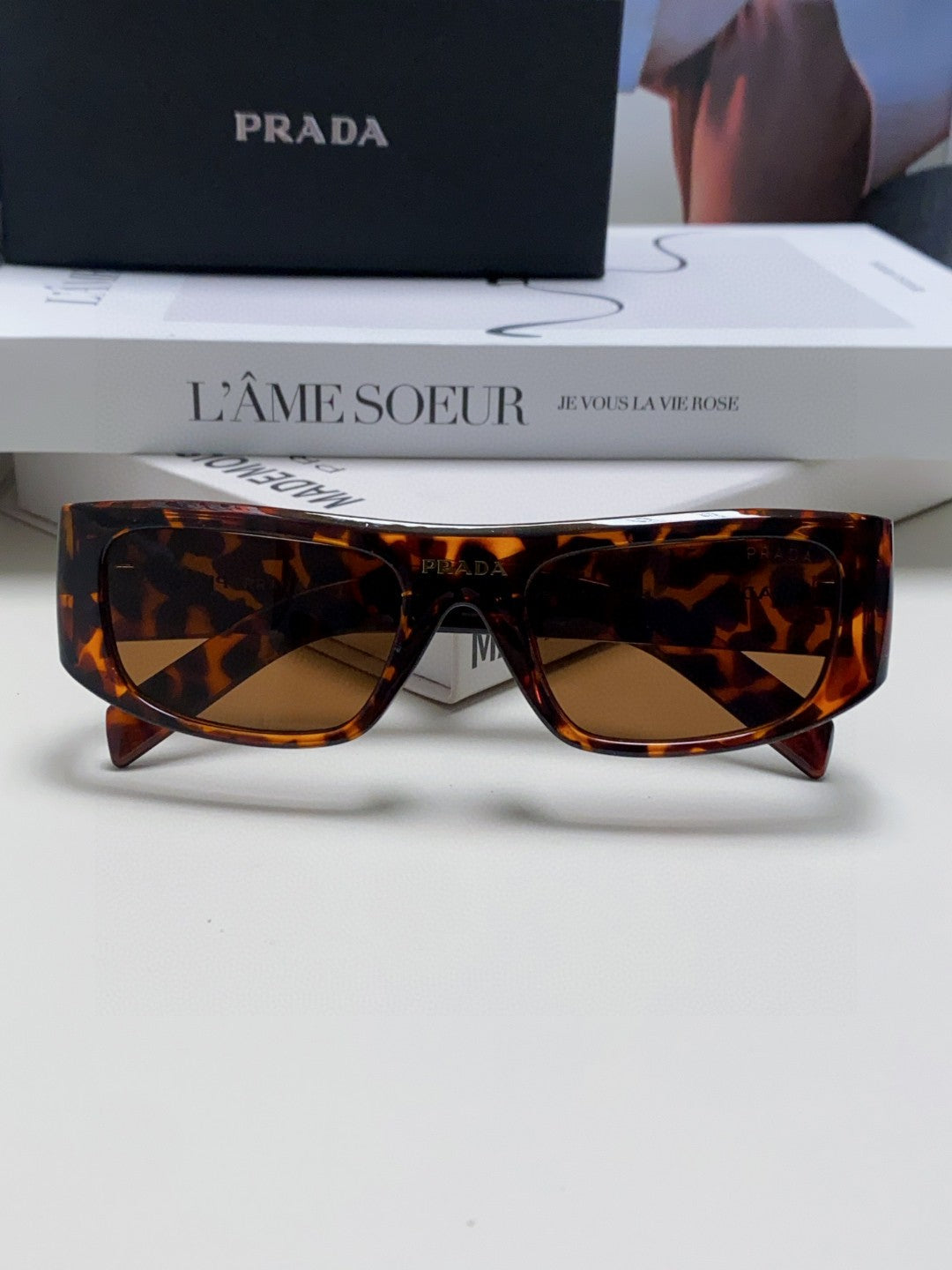 Prada Rectangular Brown Lens Sunglasses for Men & Women - detail image 6