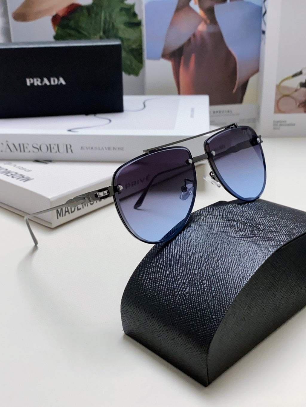 Prada Fashion Blue Lens Sunglasses for Men & Women - 358415 - detail image 7