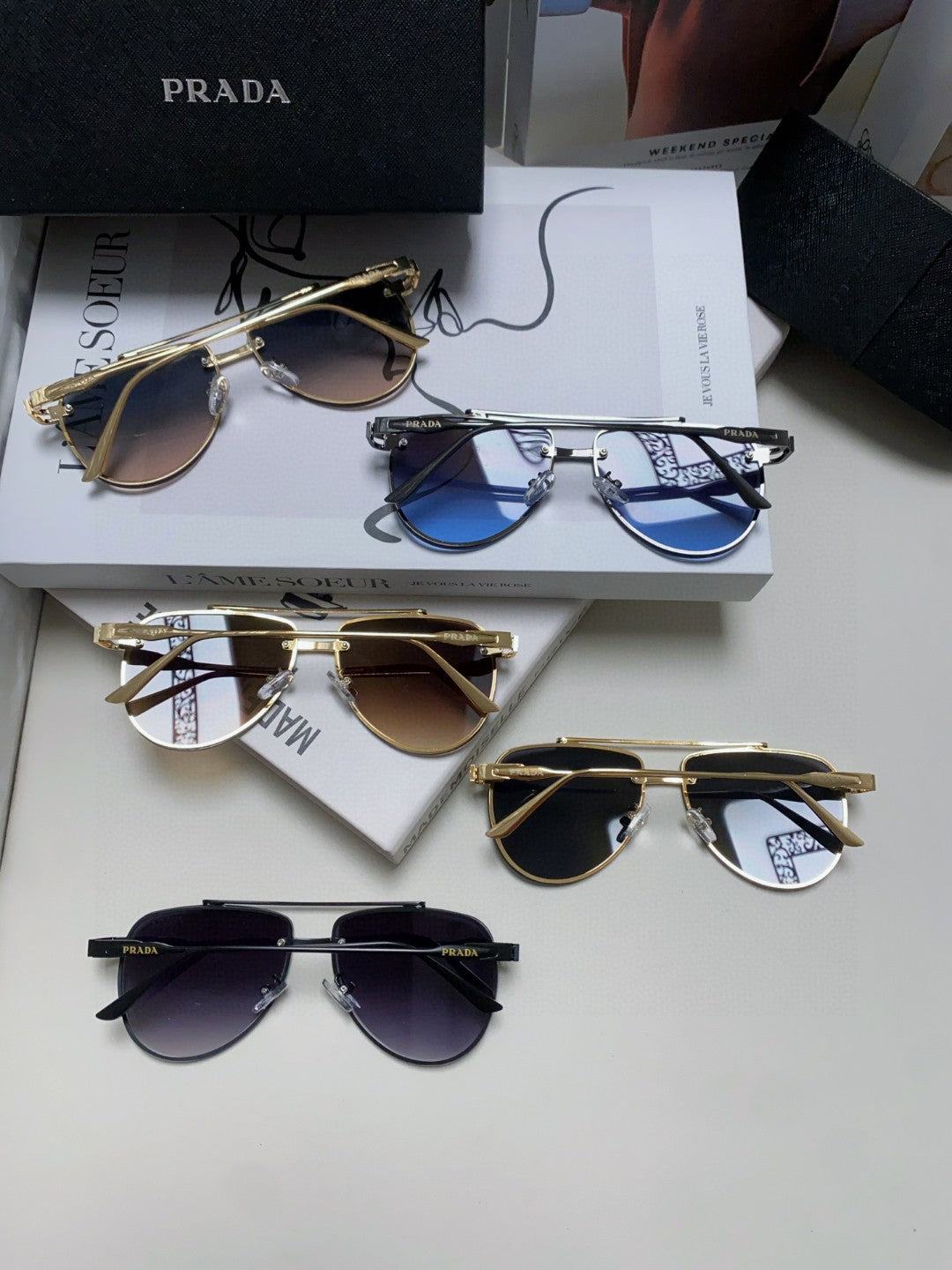 Prada Fashion Blue Lens Sunglasses for Men & Women - 487051 - detail image 8