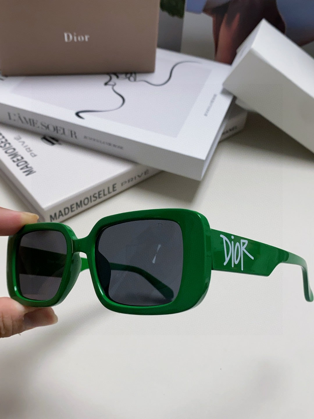 Dior Square Green Lens Sunglasses for Women - 358188 - detail image 5