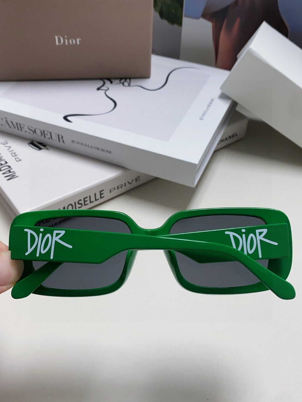 Dior Square Green Lens Sunglasses for Women - 358188 - detail image 4