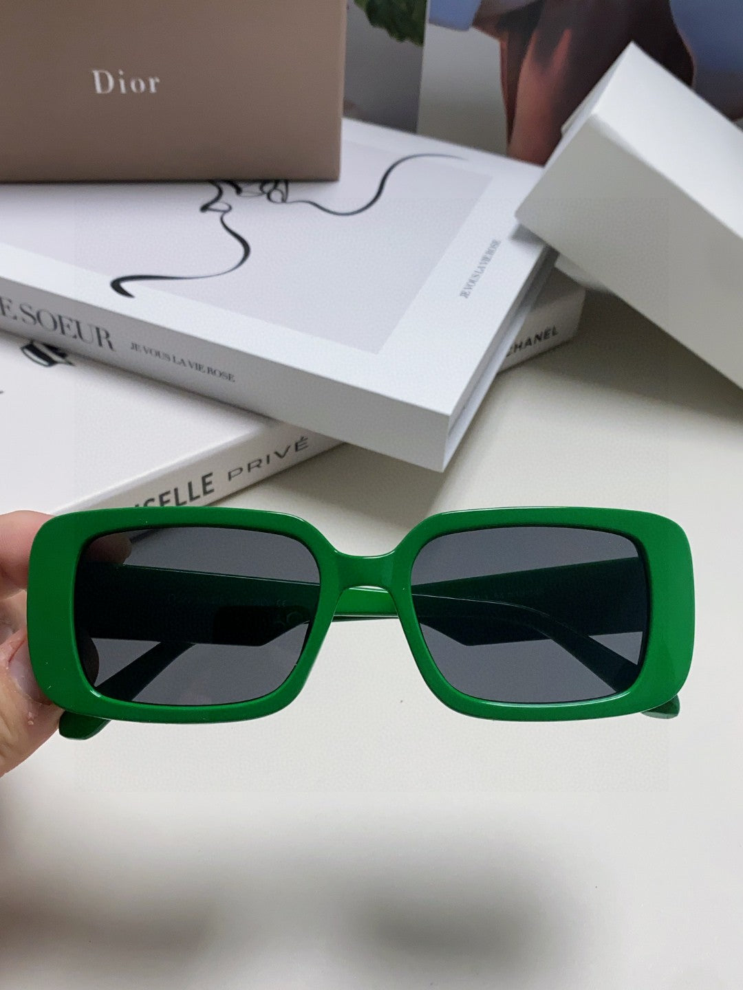 Dior Square Green Lens Sunglasses for Women - detail image 3