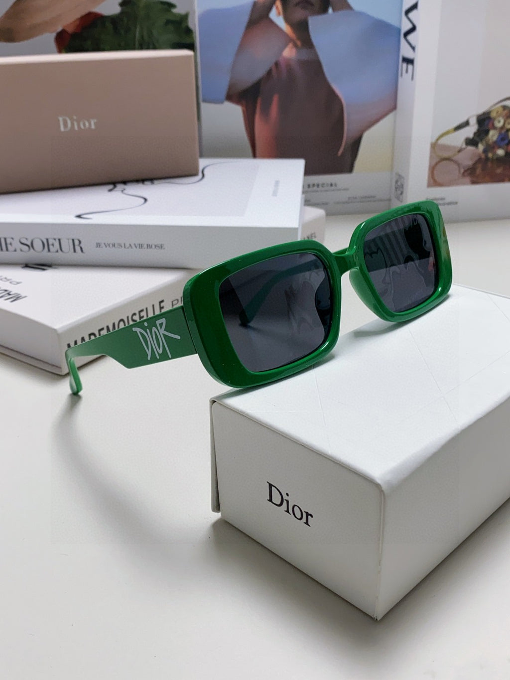 Dior Square Green Lens Sunglasses for Women - 358188 - detail image 7