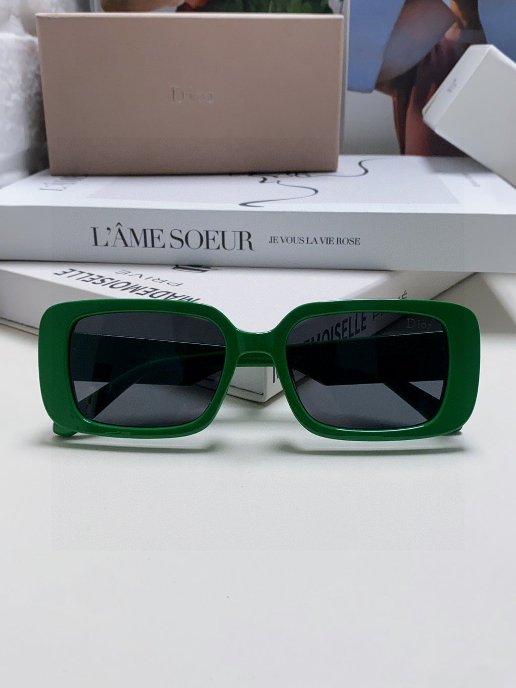 Dior Square Green Lens Sunglasses for Women - 358188 - detail image 6