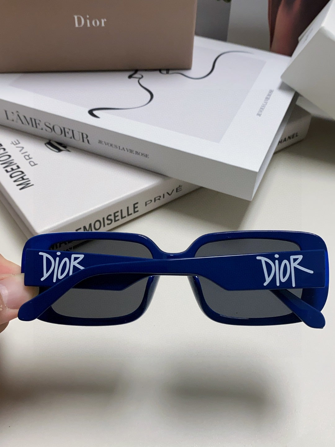 Dior Square Blue Lens Sunglasses for Women - 358189 - detail image 4