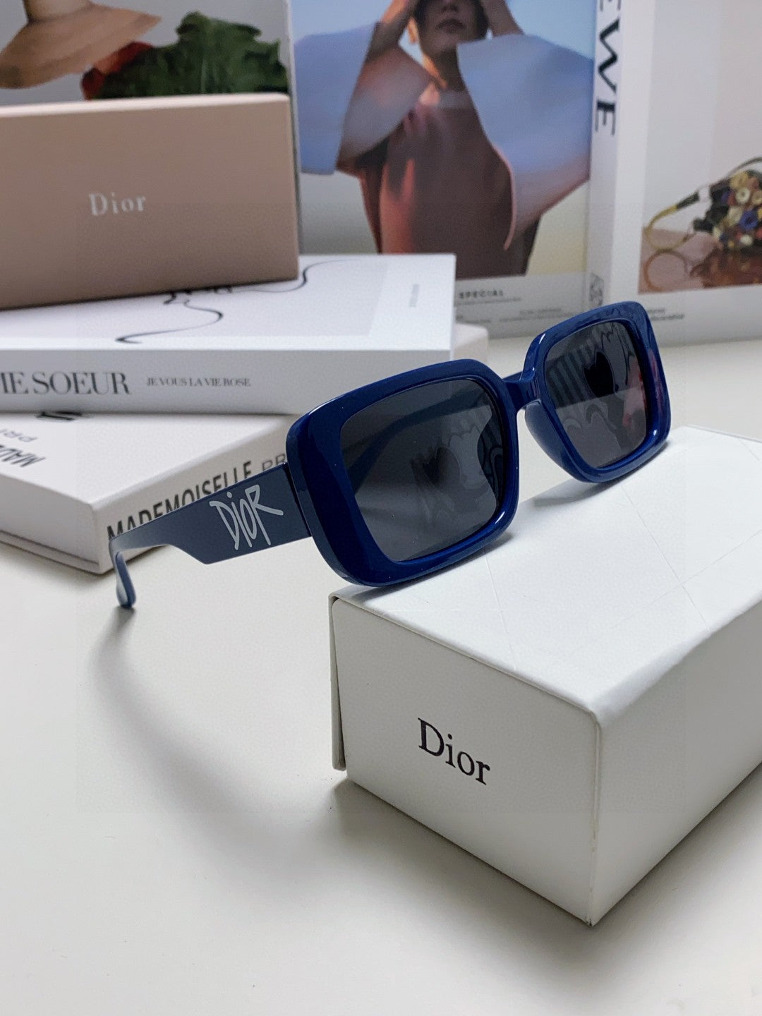 Dior Square Blue Lens Sunglasses for Women - 486729 - detail image 7