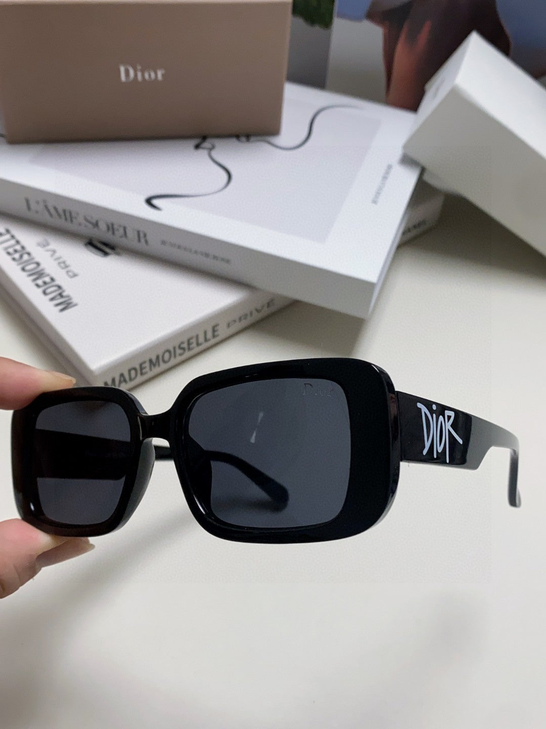 Dior Square Blue Lens Sunglasses for Women - 358190 - detail image 5