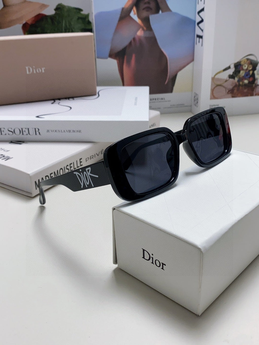 Dior Square Blue Lens Sunglasses for Women - 358190 - detail image 7
