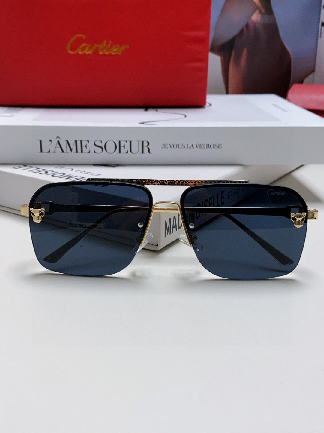 Cartier Lightweight Rimless Black Lens Sunglasses for Men & Women - 415853 - detail image 6