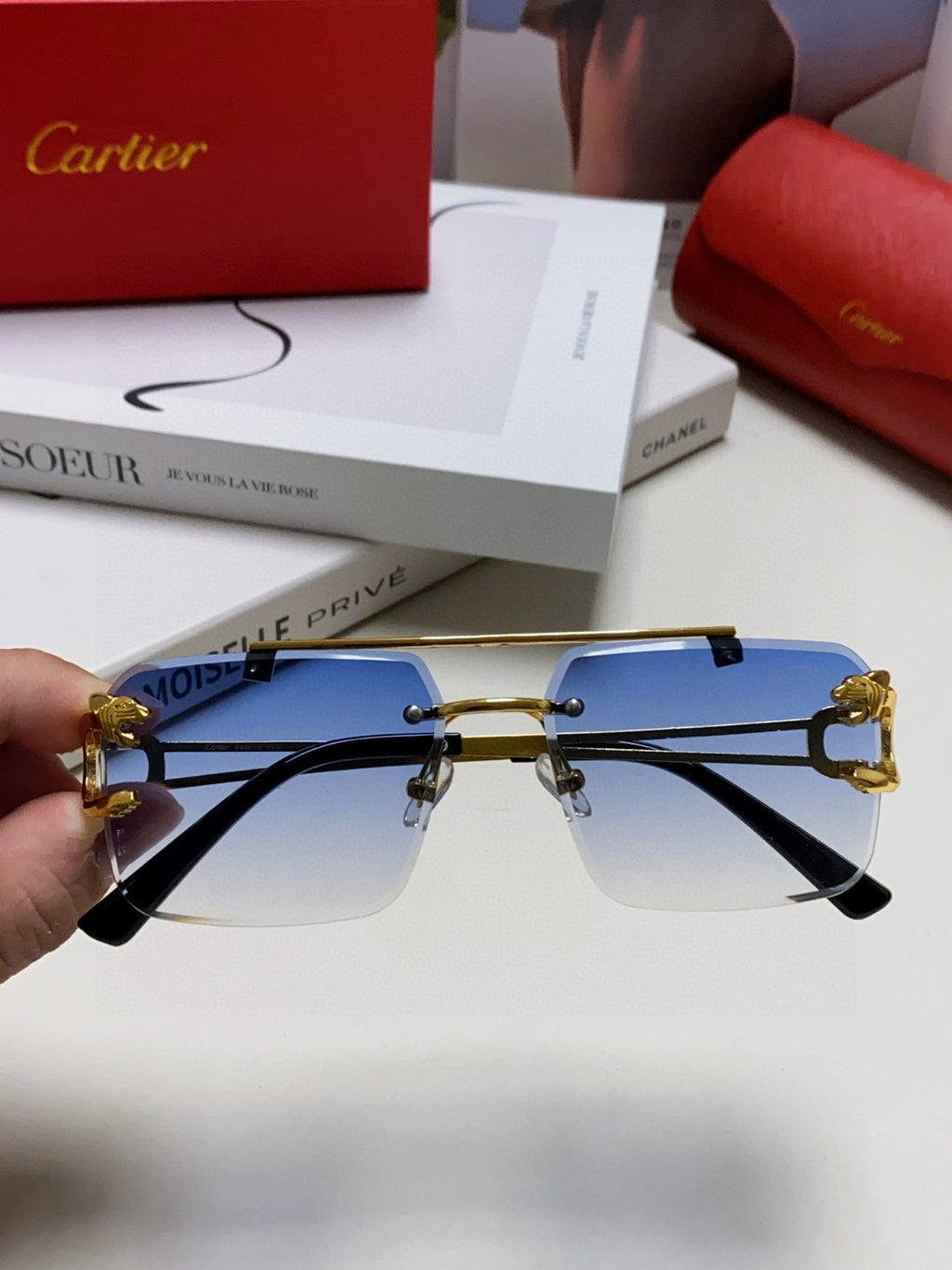 Cartier Lightweight Rimless Silver Lens Sunglasses for Men & Women - 415855 - detail image 2