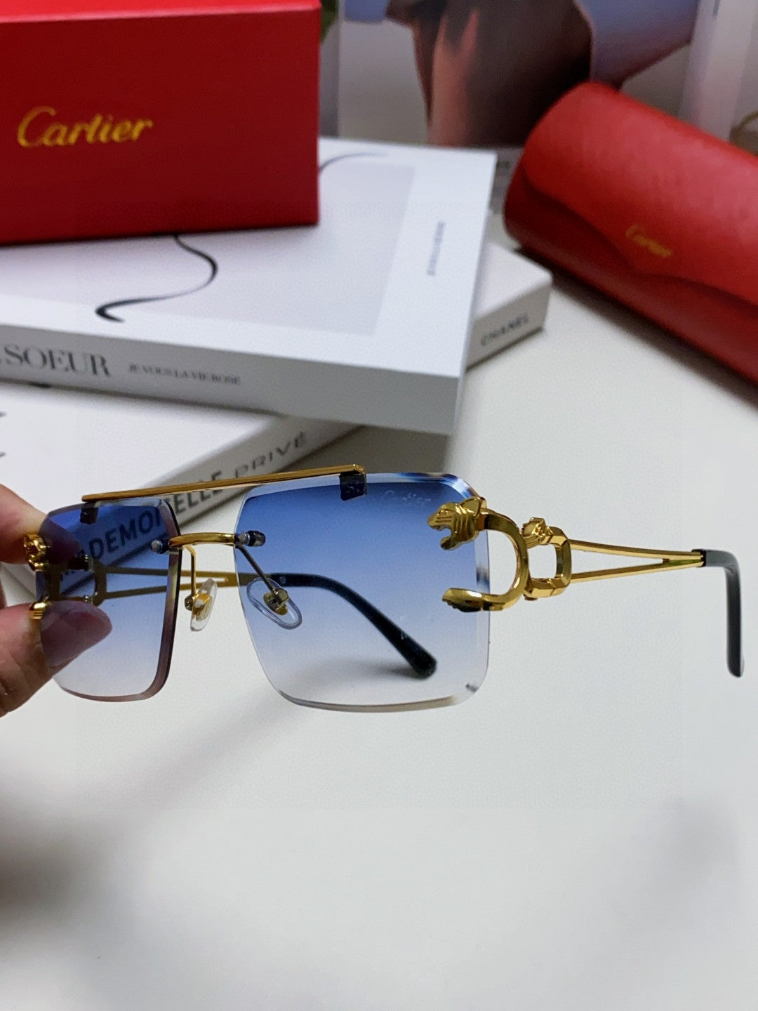 Cartier Lightweight Rimless Silver Lens Sunglasses for Men & Women - 415855 - detail image 4