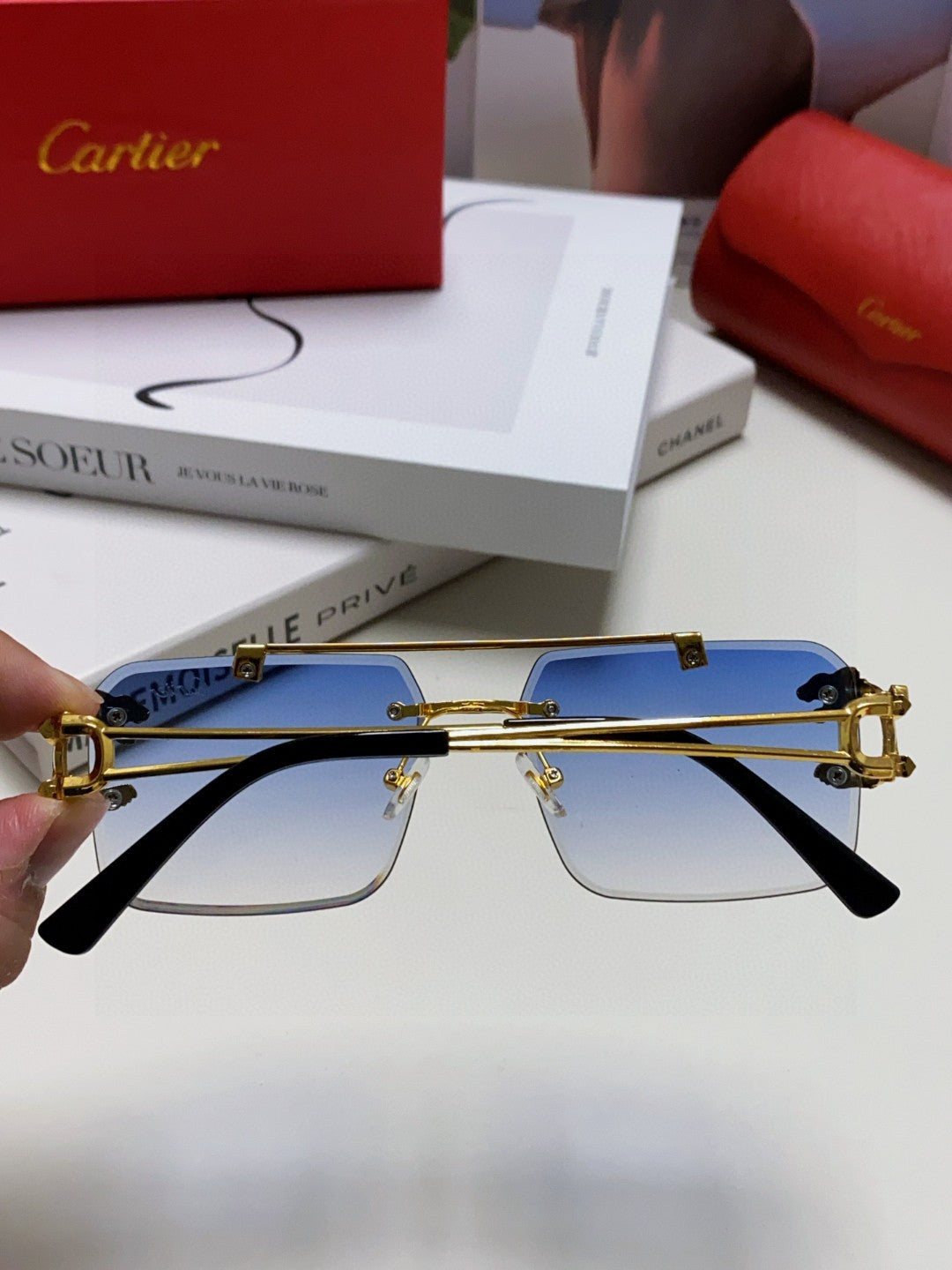 Cartier Lightweight Rimless Silver Lens Sunglasses for Men & Women - 415855 - detail image 3