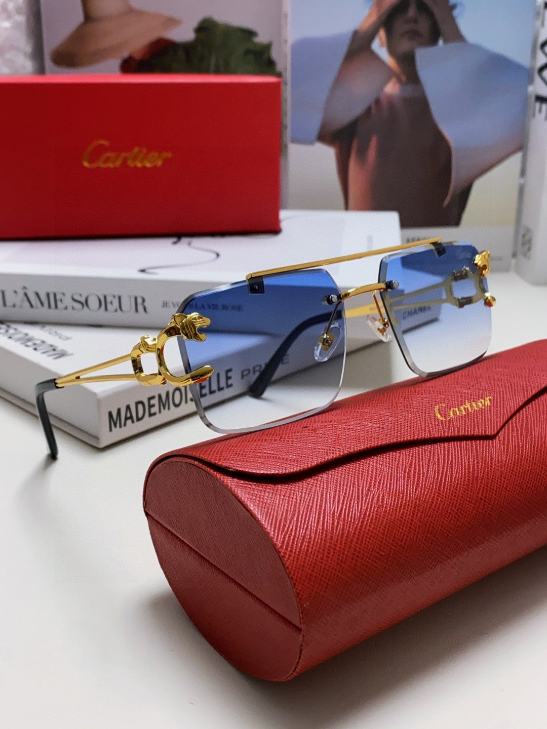 Cartier Lightweight Rimless Silver Lens Sunglasses for Men & Women - 415855 - detail image 6