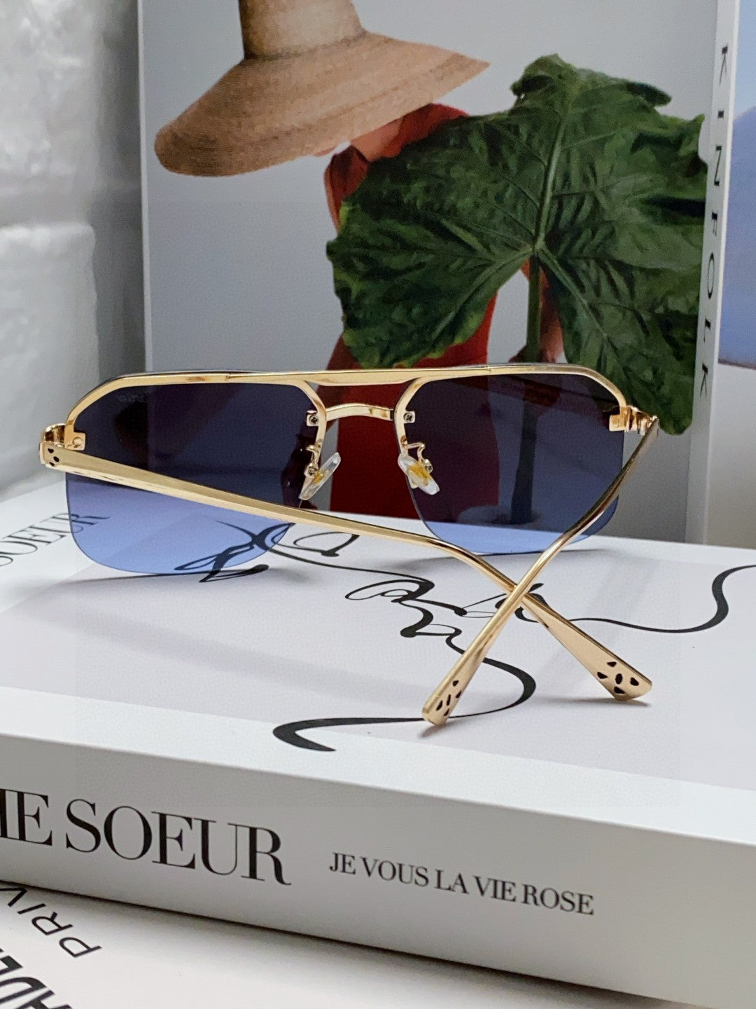 Cartier Metal Square Blue Lens Sunglasses for Men & Women - 415858