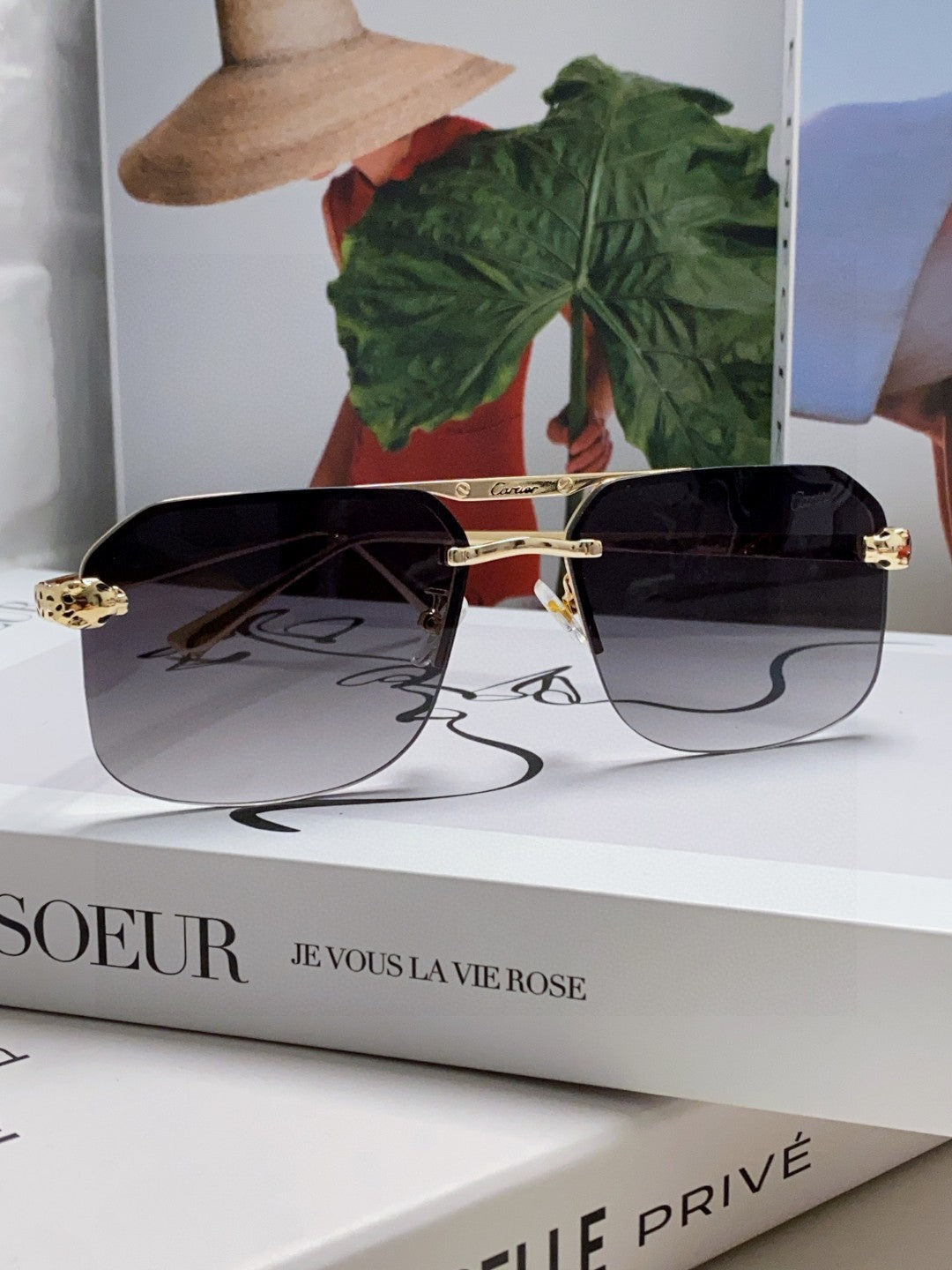 Cartier Metal Square Gray Lens Sunglasses for Men & Women