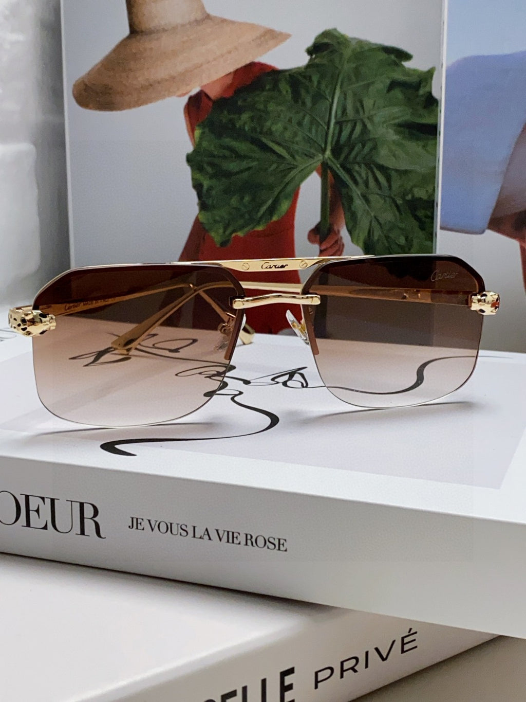 Cartier Metal Square Brown Lens Sunglasses for Men & Women - 449455