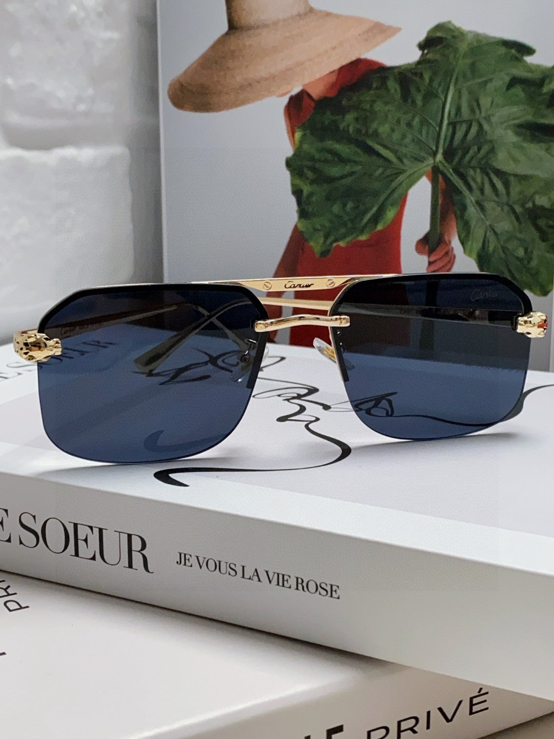 Cartier Metal Square Black Lens Sunglasses for Men & Women - 449456