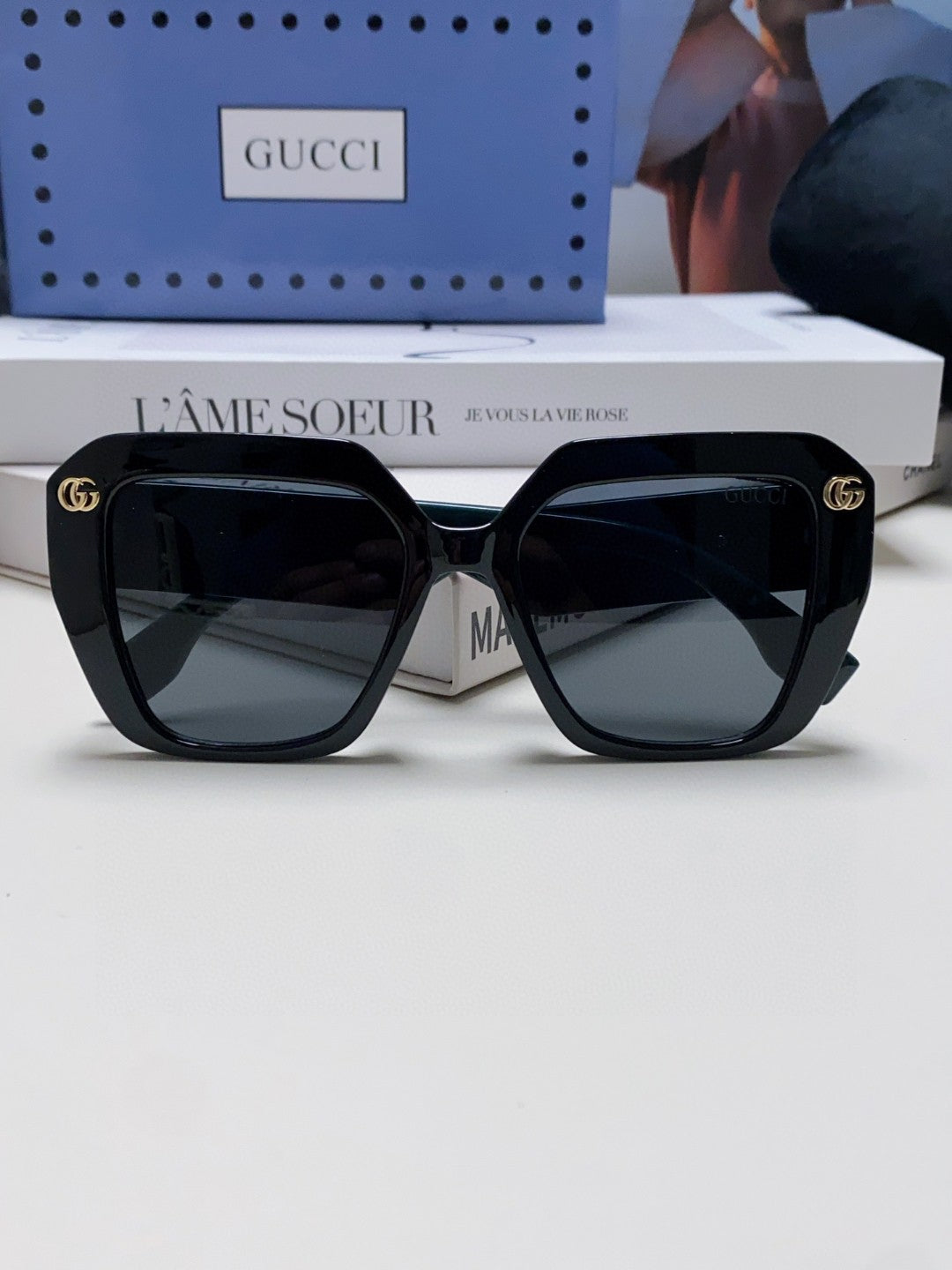 Gucci Polarized Square Blue Lens Sunglasses for Men & Women - detail image 6