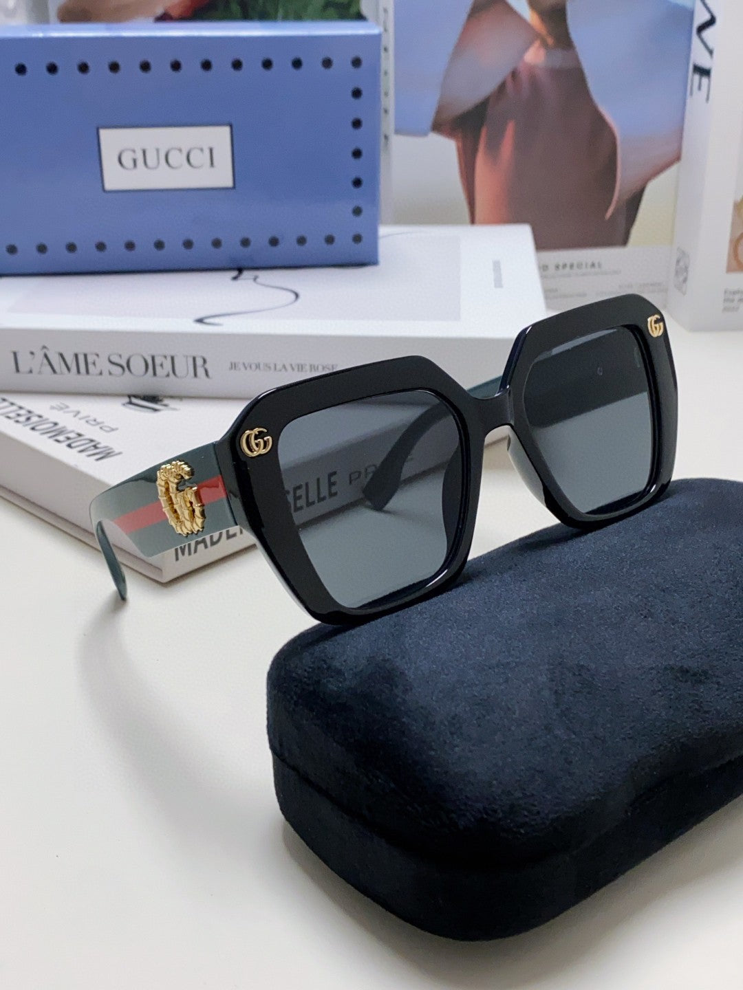 Gucci Polarized Square Blue Lens Sunglasses for Men & Women - detail image 7