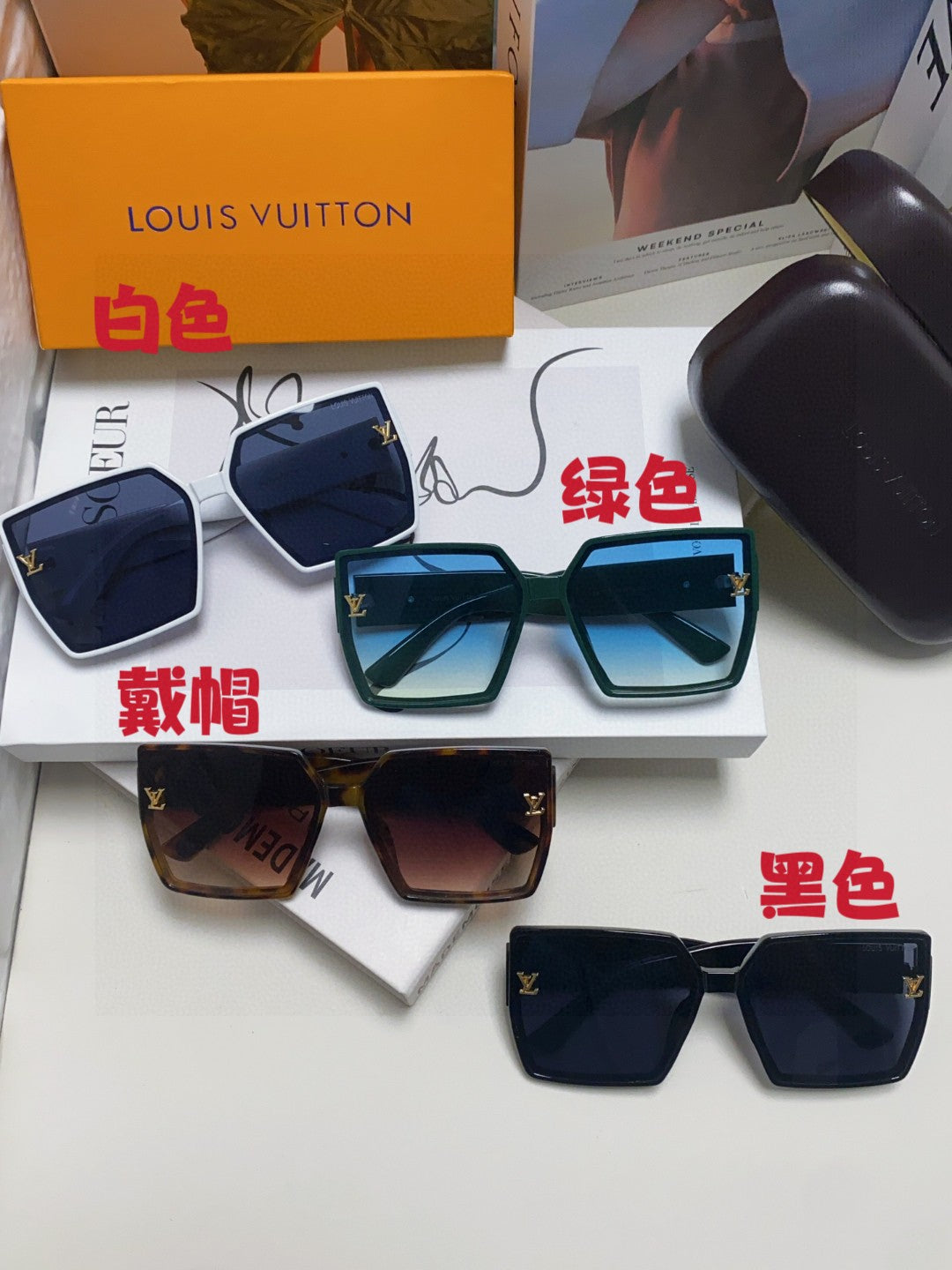 Louis Vuitton Square Blue Lens Sunglasses for Women - detail image 9