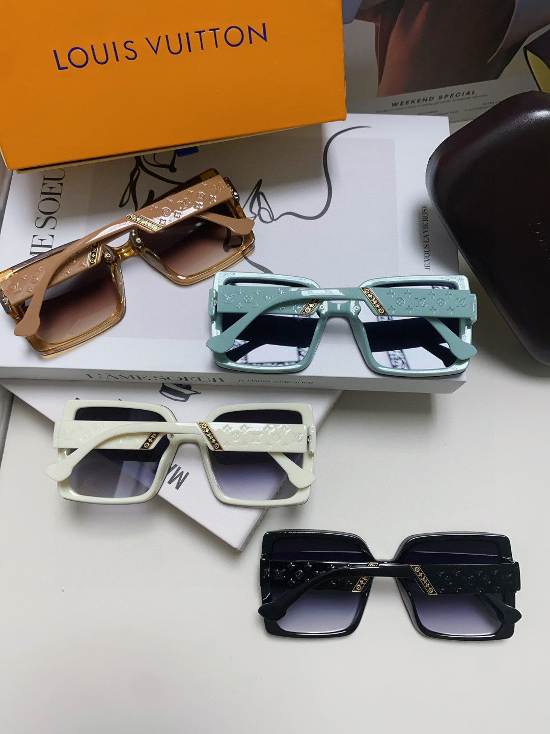Louis Vuitton Oversized Blue Lens Sunglasses for Women - detail image 8