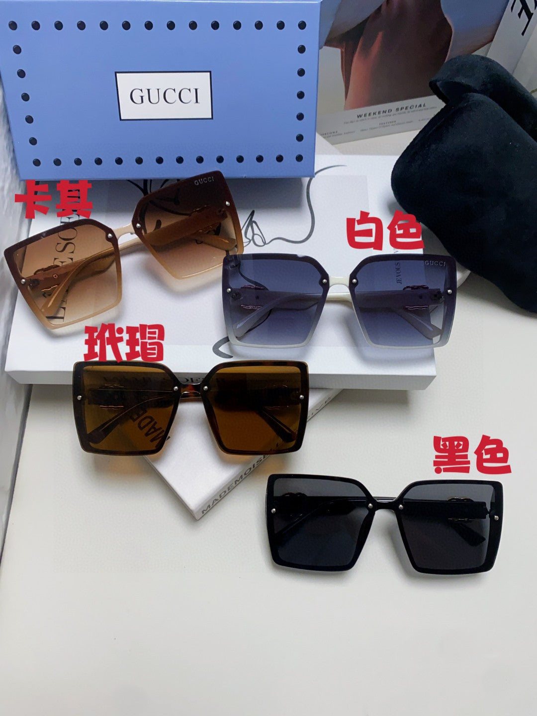 Gucci Oversized Black Lens Sunglasses for Women - 448824 - detail image 9