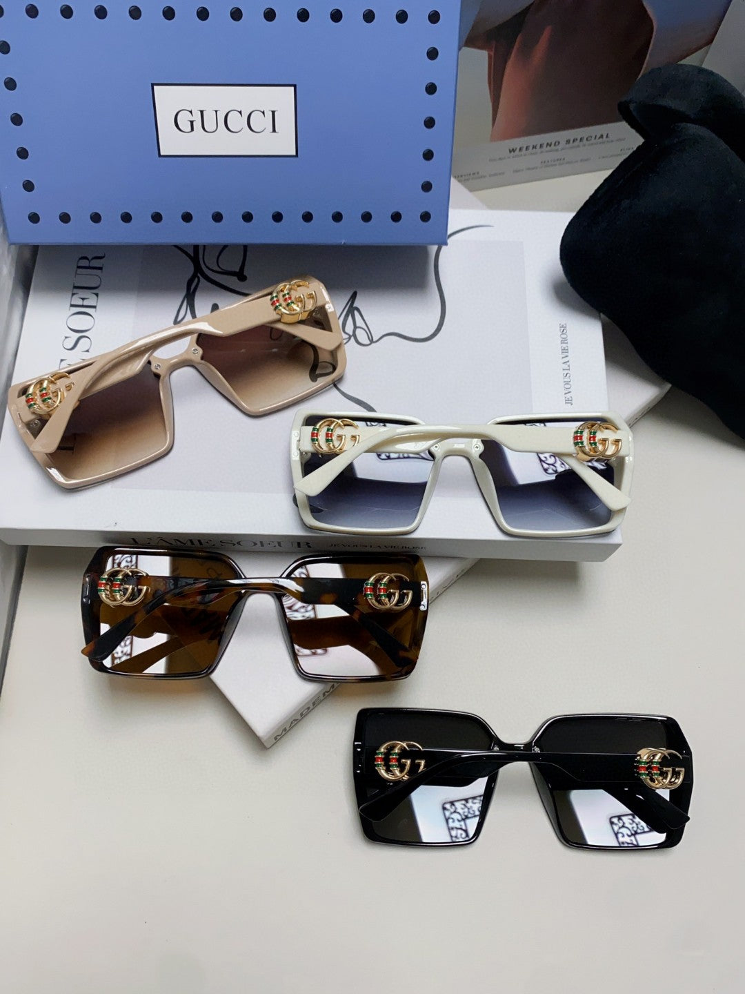 Gucci Oversized Black Lens Sunglasses for Women - 448824 - detail image 8