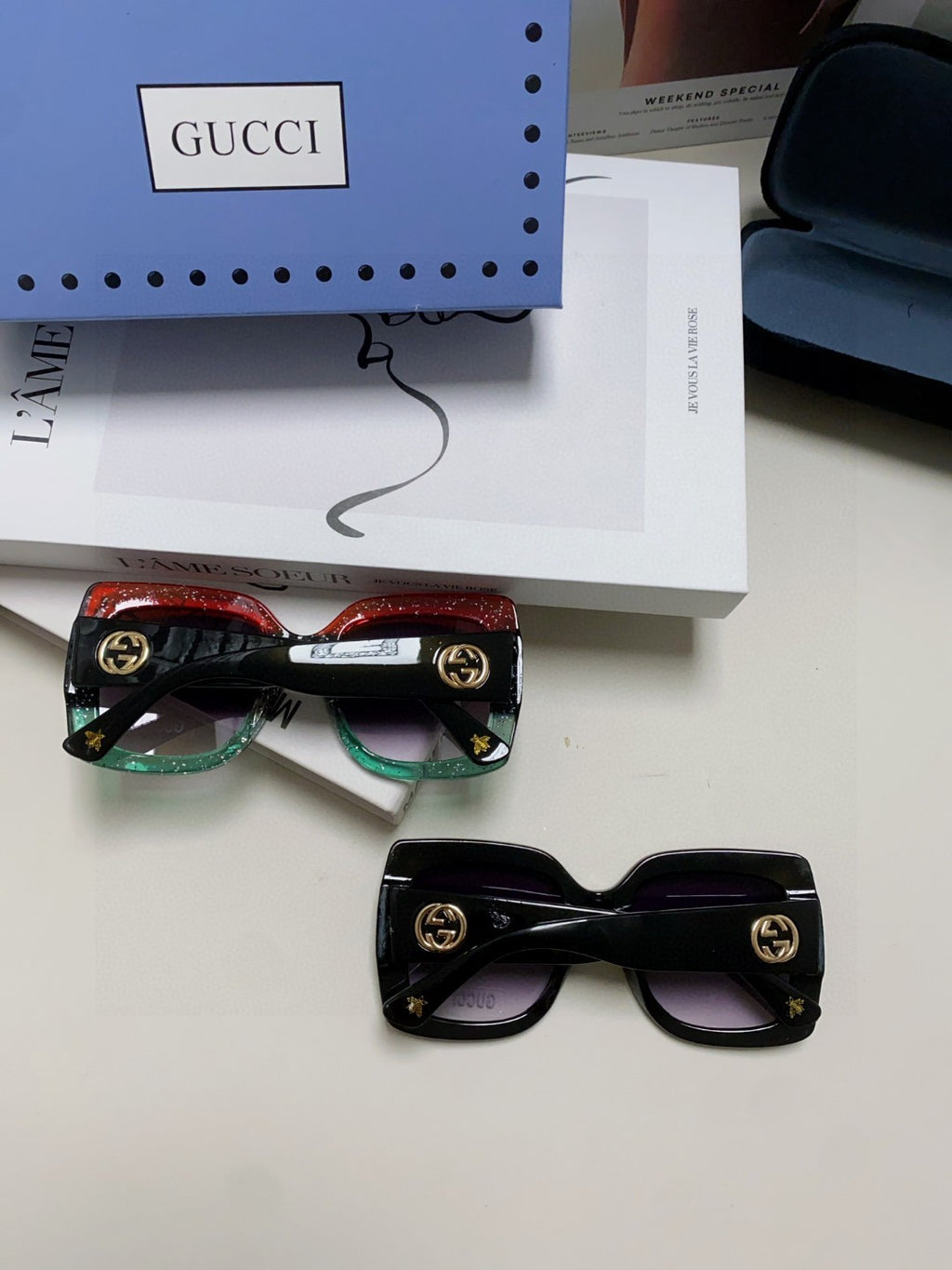 Gucci Oversized Gray Lens Sunglasses for Men & Women - detail image 8