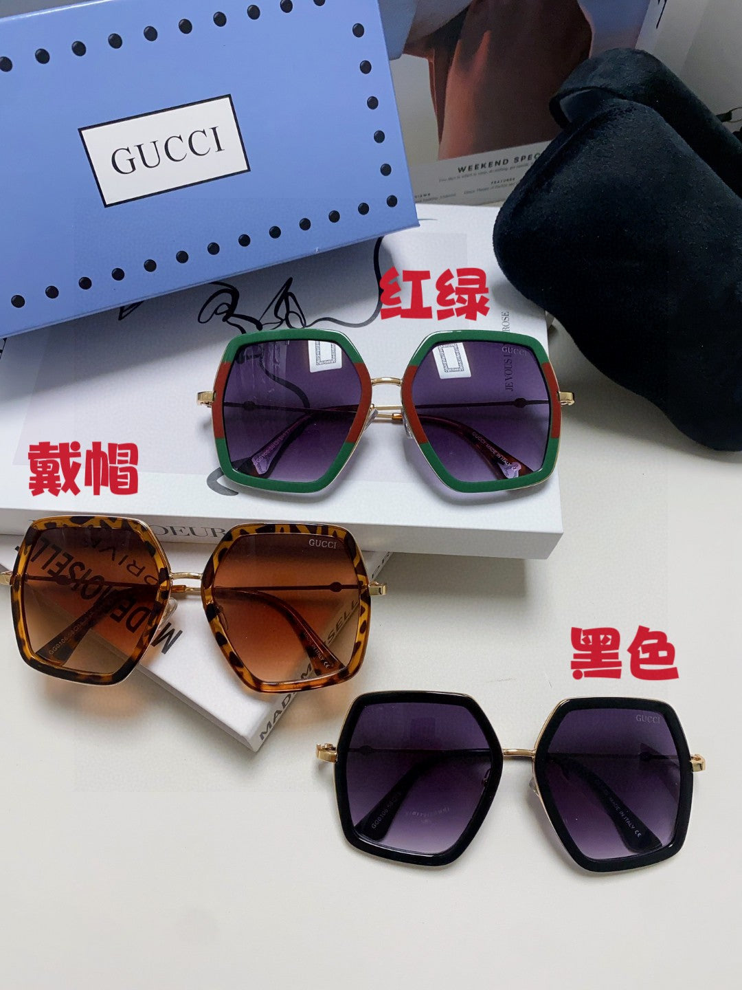 Gucci GG0106 Fashion Red Lens Sunglasses for Women - detail image 9