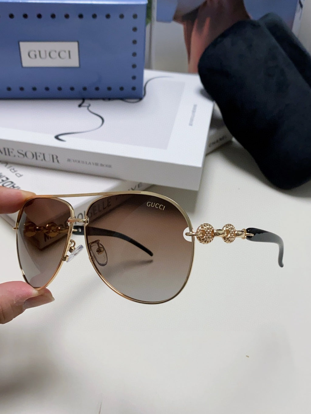 Gucci Polarized Aviator Silver Lens Sunglasses for Men & Women - 448829 - detail image 5