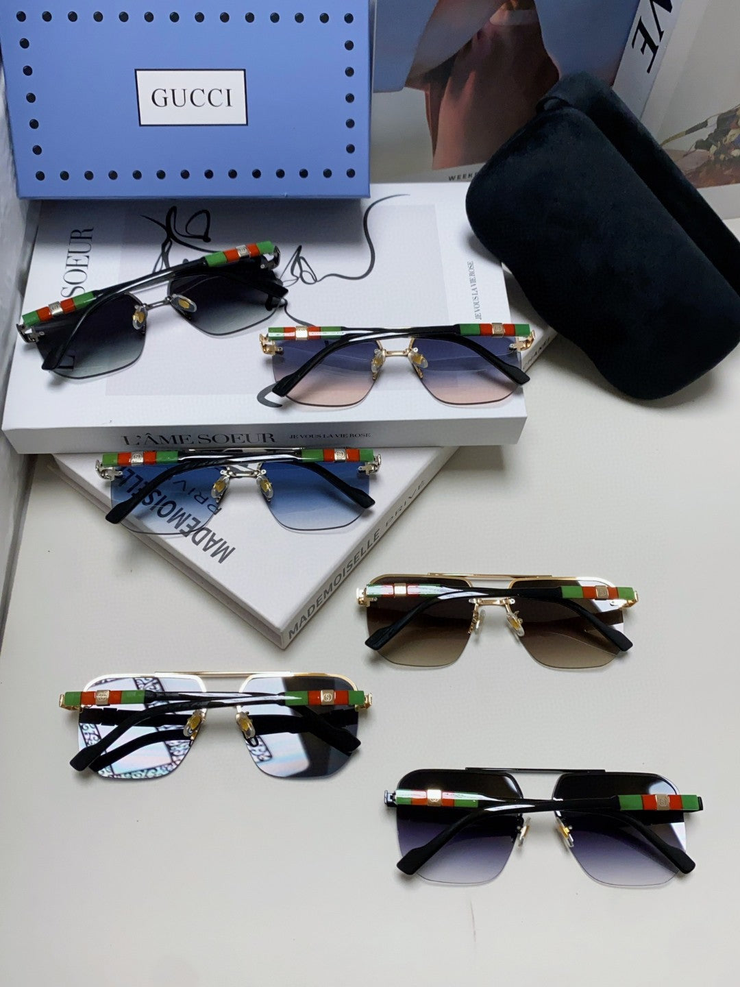 Gucci Lightweight Acetate Rimless Gray Lens Sunglasses for Men & Women - detail image 8