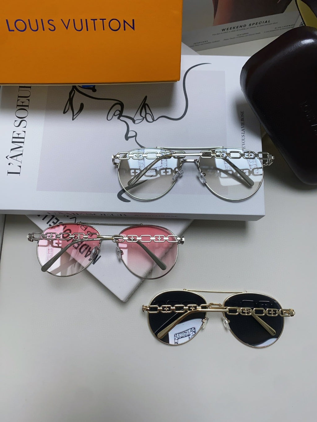 Louis Vuitton Aviator Black Lens Sunglasses for Women - detail image 5