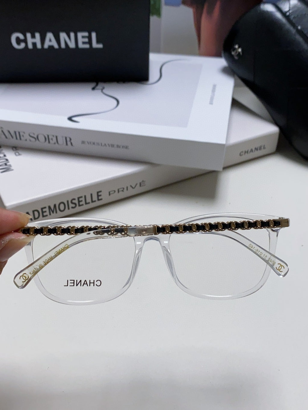 Chanel Blue-Light Oversized Gray Lens Sunglasses for Men & Women - detail image 4