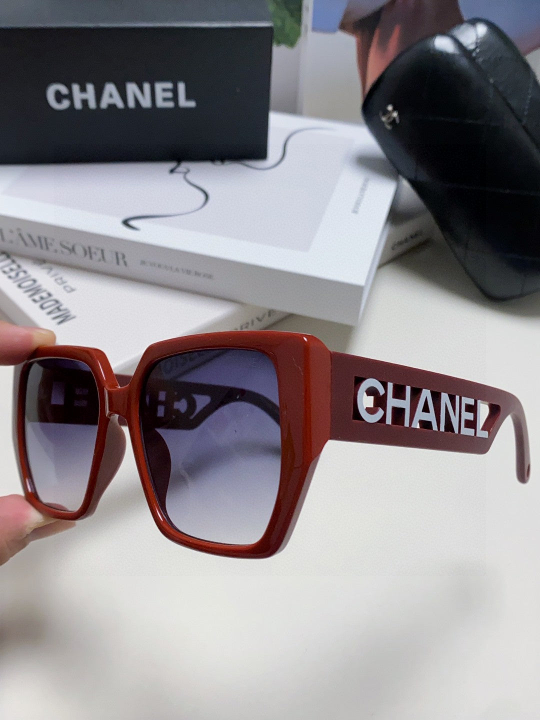 Chanel Square Red Lens Sunglasses for Men & Women - 448898 - detail image 5