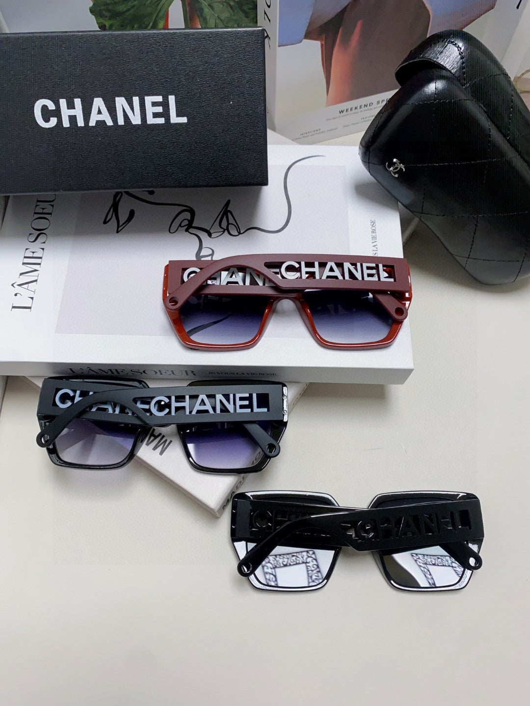 Chanel Square Red Lens Sunglasses for Men & Women - 448898 - detail image 8