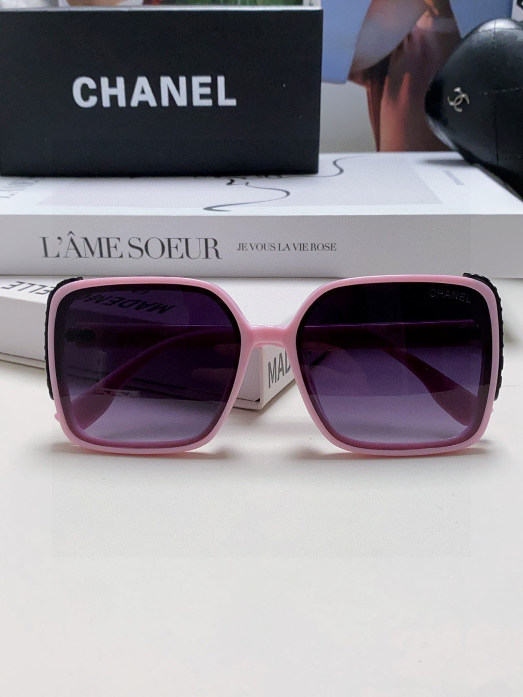 Chanel Square Purple Lens Sunglasses for Women - detail image 6