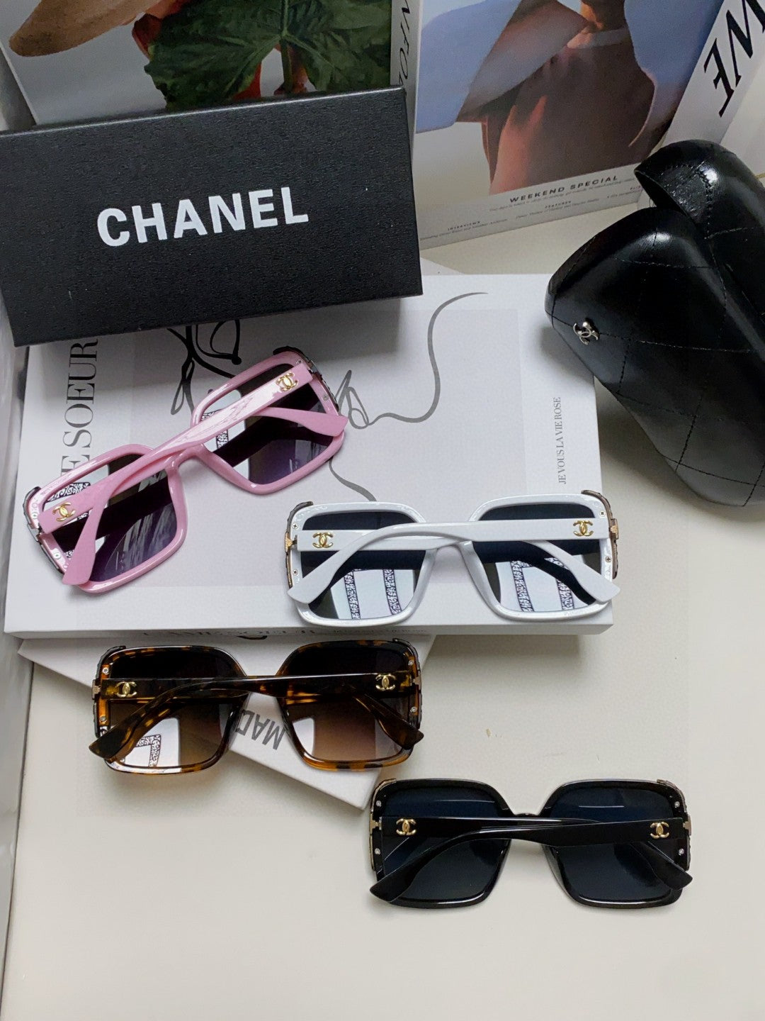 Chanel Square Purple Lens Sunglasses for Women - detail image 8