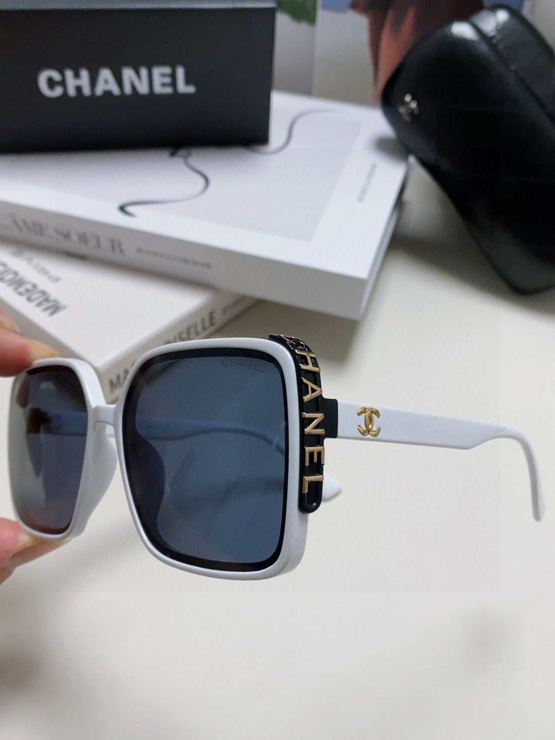 Chanel Square Black Lens Sunglasses for Women - detail image 5