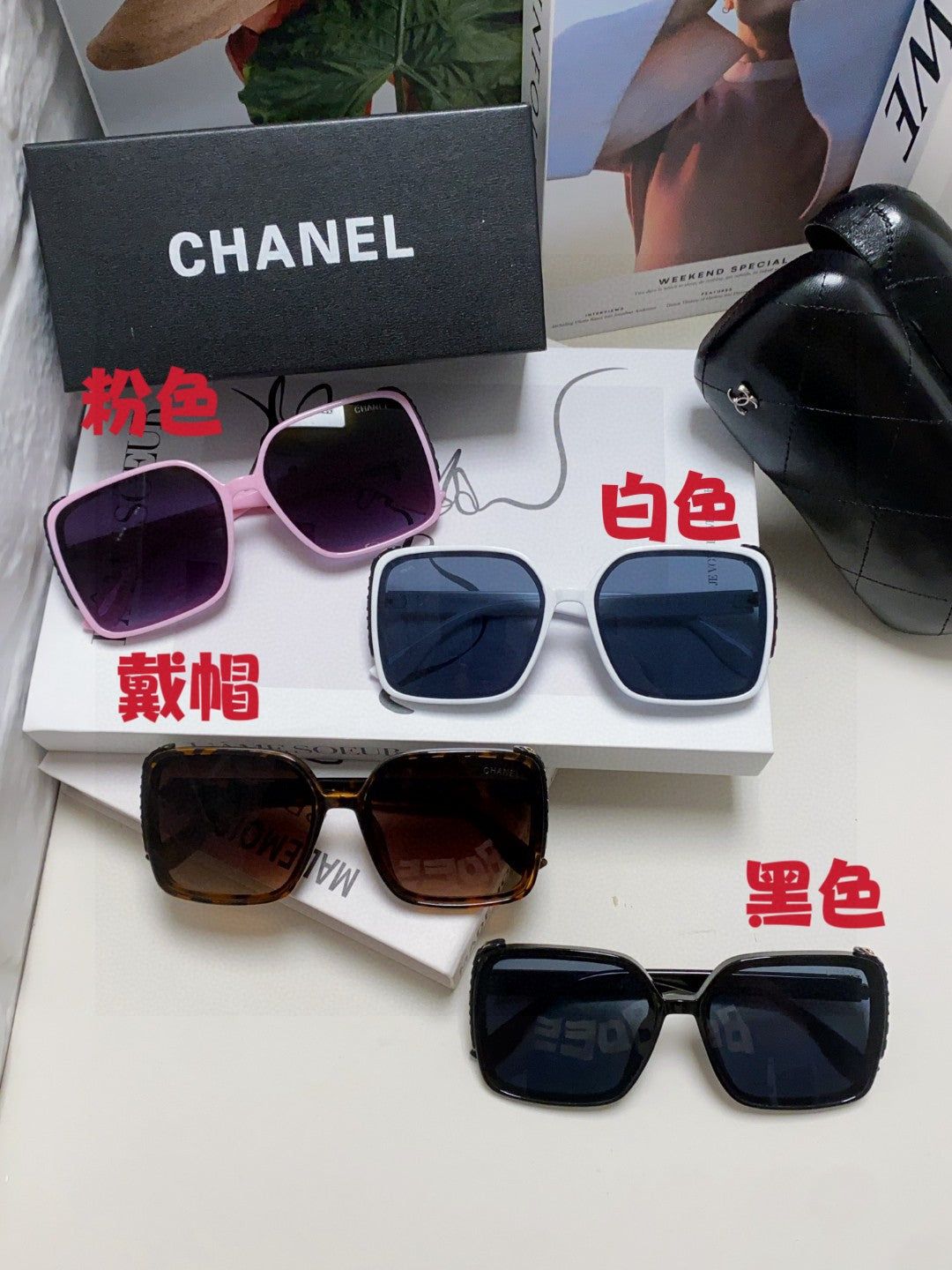 Chanel Square Black Lens Sunglasses for Women - detail image 9