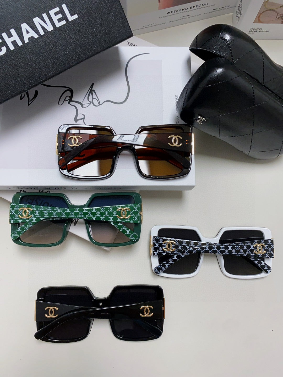 Chanel Polarized Oversized Black Lens Sunglasses for Women - 448912 - detail image 8