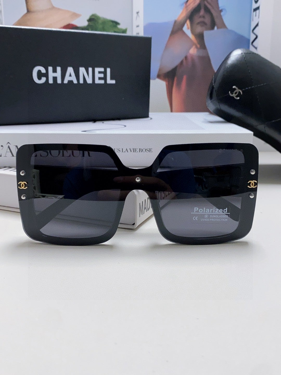 Chanel Polarized Oversized Black Lens Sunglasses for Women - detail image 6